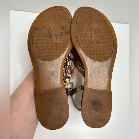 Lauren Ralph Lauren Women’s Alexa Leather Sandals Size 6 - Picture 9 of 9